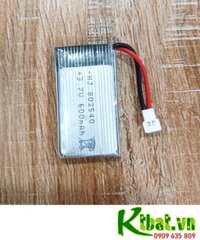 LiPo 802540, Pin sạc 3.7v LiPolymer 802540 (với 600mAh, Dòng xả 20C /8mmx25mmx40mm) /Đã gắn sẳn mạch sạc