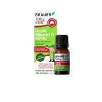 Liquid Vitamin D 400IU H/10ml BRAUER Siro hỗ trợ bổ sung D3 tăng hấp thu Canxi và đề kháng trẻ 0+