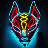 Lis Anime Trang Trí Nhật Bản Cáo Mặt nạ Neon Đèn Led Cosplay Mặt nạ Halloween Rave Led Mặt nạ Khiêu vũ DJ Payday Trang phục Đạo cụ HUJ