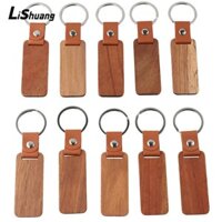 Lishuang Móc Khóa Gỗ, Da Gỗ Chưa Hoàn Thành Gỗ, Móc Khóa Gỗ Hình Chữ Nhật Da Móc Khóa DIY Khắc Quà Tặng
