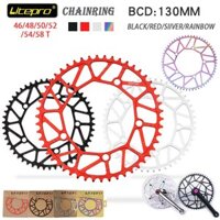 Litepro Gấp Xe Đạp Xích Bánh Xe Siêu Nhẹ Hợp Kim CNC 130BCD 46 / 48 / 50 / 52 / 54 / 56 / 58T Màu BMX Chainring 9 / 10 / 11 Tốc Độ Chainwheel
