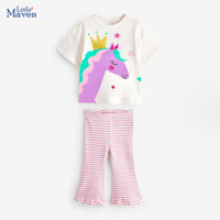 Little Maven 2025 Mùa Hè Mới Quần Áo Trẻ Em Công Chúa Tập Đi Bé Gái Kỳ Lân Áo Sơ Mi + Quần Bộ Quần Áo Trẻ Em Trang Phục