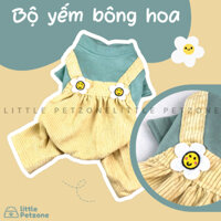 [Little Petzone] Bộ yếm quần len tăm hoa cúc cho thú cưng