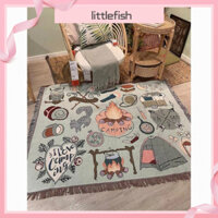 [Littlefish] Chăn cắm trại Retro Kiểu Mỹ, thảm dã ngoại, thảm trải sàn ngoài trời, Thảm cắm trại, thảm Lều RV, thảm sofa, thảm chỉ