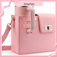 [Littlefish] Túi đeo vai, chai nước giải khát cầm tay ngoài trời, túi đựng cốc nước, thiết kế nguyên bản, Túi đeo chéo đi làm màu hồng