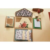 [LittleTiger Crafts] Thiệp phong bì scrapbook hoa hồng cam và xanh lá