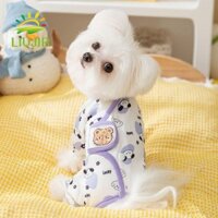 LIUJIR Bộ áo liền quần cho chó LIUJIR Họa tiết gấu Bộ đồ ngủ chống lạnh cho thú cưng cho mùa thu đông