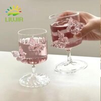 LIUJIR Cốc thủy tinh LIUJIR có trang trí hình con bướm Đồ uống lạnh sáng tạo làm đẹp cao cấp