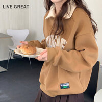 Live GREA Mỹ dài tay áo độn và dày bên ngoài mặc áo len gió lười nữ