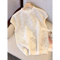 Live Home Home[5500 người yêu thích] Hàng Châu Âu mùa hè phong cách mới thiết kế cổ điển sang trọng dễ phối khí chất cánh dơi rộng rãi áo ren dệt kim Ngắn Tay Nữ