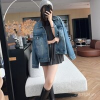 Live Home Yangyang 2023 Áo khoác denim Barcelona mới, giặt nặng ~ phong cách retro Mỹ, tay dài oversized