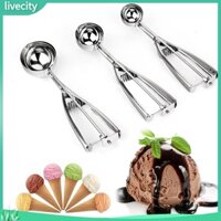 livecity 3pcs / set ice cream scoop rustproof non-stick thép không gỉ nướng cookie dough tablespoon dụng cụ nhà bếp