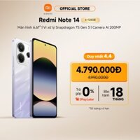[Livestream] Điện thoại thông minh Redmi Note 14 (6+128GB) | Màn hình 6.67" | Camera AI 108MP | G99-Ultra | Pin 5500mAh