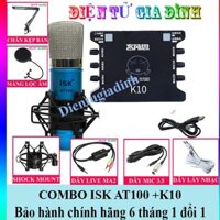 Livestream Hát Karaoke Micro isk at100, Dây Live XOX K10, Âm BH 6 Tháng kẹp bàn,màng lọc