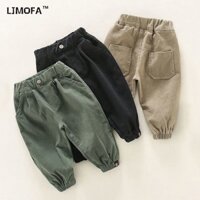 Ljmofa 1-9y quần bé trai màu rắn thoáng khí đa năng quần chở hàng thông thường rộng rãi