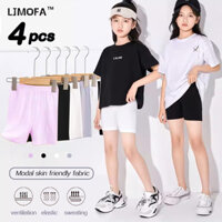 LJMOFA 4 Quần Legging Ngắn Bé Gái Chất Lượng Cao Eo Co Giãn Thoải Mái Dưới Váy Quần Short An Toàn Cho Bé 3-8 Tuổi