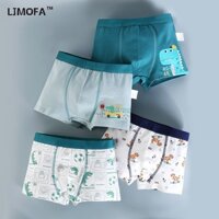 Ljmofa KIDS 1-13 Tuổi 4 Cặp Quần Lót Bé Trai Cotton Nguyên Chất Thoải Mái Hoạt Hình Hình Khủng Long Họa Tiết Bé Trai Boxer Quần Đùi