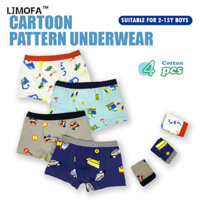 Ljmofa Kids 4 Quần Lót Cho Trẻ Em Mới Cotton Họa Tiết Thuyền buồm Boxer Quần Lót Cho Bé Trai 2-15Y