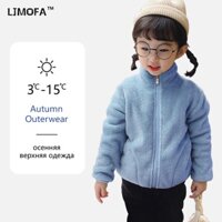 LJMOFA KIDS Chấm điểm tóc thứ hai Mùa thu và mùa đông mới 1-6 tuổi áo khoác nỉ trẻ em 1-6 tuổi Áo khoác vải nỉ màu đồng nhất với áo khoác nhung bé trai