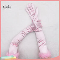 Lk Nữ Nửa Tay Găng Tay Cô Dâu Màu Trơn Găng Tay Dài Satin Thanh Lịch Cho Tiệc Prom Vintage Cosplay Mềm Mại Thoáng Khí Trên Khuỷu Tay Chiều Dài Chống Trơn Trượt Trang Trí Tóc Co Giãn