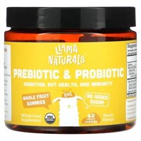 Llama Naturals Prebiotic & Probiotic Whole Fruit Gummies Peach Mango 60 Fruit Gummies
