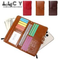 LLCY Hộp đựng thẻ RFID, Thẻ da có dây kéo, Thẻ tín dụng du lịch dung lượng lớn di động Unisex