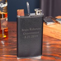 Llewellyn Custom Black Leather Flask & Cigar Holder by HomeWetBar | 2 in 1 Cigar Flask