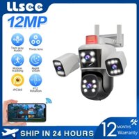 LLSEE 10X Zoom 12MP 3 Mắt Ba Hình Ảnh 6K An Ninh Gia Đình CCTV Không Thấm Nước Ngoài Trời WIFI Không Dây PTZ Smart Camera 360 Độ Phát Hiện Chuyển Động Theo Dõi IP Camera Màu Tầm Nhìn Ban Đêm
