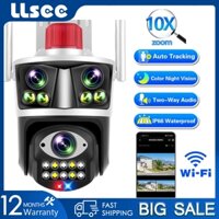 LLSEE 12MP 6K 10X Máy ảnh phóng to 3 ống kính Camera ngoài trời không dây 360 2.4G&5G WIFI PTZ CCTV Camera giám sát không thấm nước Màu Tầm nhìn ban đêm Hai chiều Theo dõi điện thoại di động