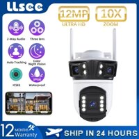 LLSEE 6K ICSEE 12MP 3 mắt 3 hình ảnh gia đình ngoài trời CCTV không dây WIFI PTZ kết nối điện thoại di động 360 IP Camera an ninh theo dõi chuyển động Màu Night Vision Call