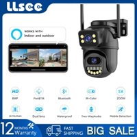 LLSEE ICSEE 8MP 5X Zoom 2 Mắt Camera ngoài trời không thấm nước Camera IP WIFI không dây 360 độ Camera an ninh PTZ Ống kính kép Giám sát cuộc gọi âm thanh hai chiều Tự động theo dõi tầm nhìn ban đêm đầy màu sắc