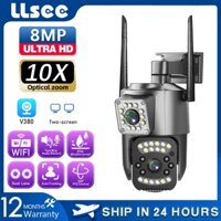 LLSEE V380 pro 8MP 2 Mắt Màn hình 4K CCTV Không dây WIFI Camera an ninh 360 độ ngoài trời Theo dõi chuyển động Tầm nhìn ban đêm đầy màu sắc