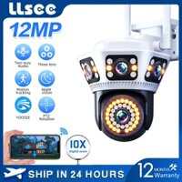 LLSEE YOOSEE 12MP 6K 3 Eye CCTV Camera không dây Trang chủ Không thấm nước ngoài trời WIFI Camera an ninh thông minh 360 PTZ Phát hiện Theo dõi Báo động Tầm nhìn ban đêm Màu