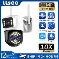 LLSEE yosee 3 mắt 12MP 6K 10X zoom quang học ngoài trời không dây CCTV không thấm nước WIFI PTZ theo dõi chuyển động đầy màu sắc Night Vision IP Security Camera Gọi hai chiều