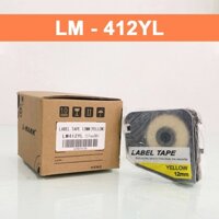 LM412YL: Băng nhãn in cho máy in ống lồng đầu cốt LK320, LK-320, 12mm x 8m màu vàng