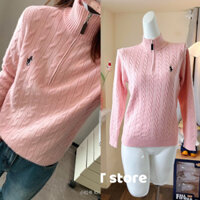 [LNT]Áo hồng dài tay len cổ lọ phối khoá kéo RL ngựa mới màu cực xinh dễ thương nhẹ nhàng ngọt ngào vibe Hàn Quốc korea