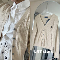 [LNT]Áo khoác cardigan RL polo con ngựa màu kaki bạc xỉu nhẹ nhàng vintage Hàn - Nhật Bản thiếu nữ thanh thuần mùa thu