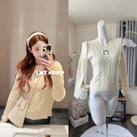 [LNT]Áo len thừng sợi to màu kem chanh leo chuẩn logo branh thương hiệu xa xỉ ,form ôm người nhẹ nhàng chất dày dặn