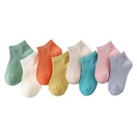 Lố 10 đôi tất cổ ngắn cho bé vớ trẻ em sắc màu trơn