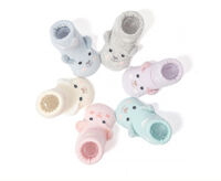 Lố 12 đôi vớ tất thú sơ sinh – mẫu cún xù thun Cotton Có Chống Trượt Xinh xắn cho bé