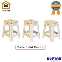 Lô 3 Ghế Cao Xếp Nhựa Duy Tân Cao Cấp (33.7 x 29.2 x 42.4 cm) No.943