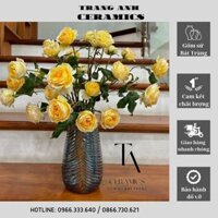 Lọ Cắm Hoa Dáng Bom Lá Men Hỏa Biến & Men Mộc Gốm Sứ Bát Trang