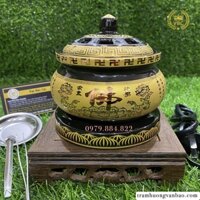 Lò điện xông trầm hương họa tiết chữ phật có hẹn giờ và điều chỉnh nhiệt độ | Lư điện xông trầm hương chữ phật