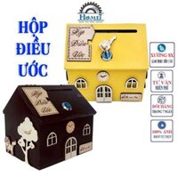 Lọ Điều Ước Bằng Gỗ Hình Ngôi Nhà Xinh Xắn HAMET. Hộp Gỗ Có Khóa Được Decor Bằng Các Họa Tiết Sinh Động Độc Đáo