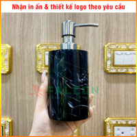 Lọ đựng dầu gội, sữa tắm, nước rửa tay 280ml vân đá, hình tròn chất liệu mica vòi inox 304 không gỉ, nhận in ấn logo