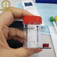 Lọ đựng mẫu bệnh phẩm, lo đựng phân, đựng nước tiểu có nắp màu đỏ 50 ml – combo 100 lọ