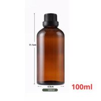 Lọ đựng tinh dầu 100ml nhỏ giọt, thuỷ tinh nâu - Nắp nhựa PP đen