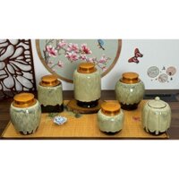 Lọ Đựng Trà/Chè Hộp Chè Khô Men Hoả Biến Màu Đá Trà Dáng Choé Dáng Bí Dáng Vuông Gốm Sứ Cao Cấp Bát Tràng