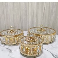 Lọ đựng trang trí bằng thủy tinh pha lê phong cách Âu Mỹ có nắp đậy, đồ trang trí sáng tạo, bàn cà phê, lọ kẹo trái cây