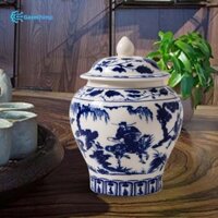 Lọ gừng gốm, Lọ sứ Chinoiserie Vintage có nắp Trung Quốc